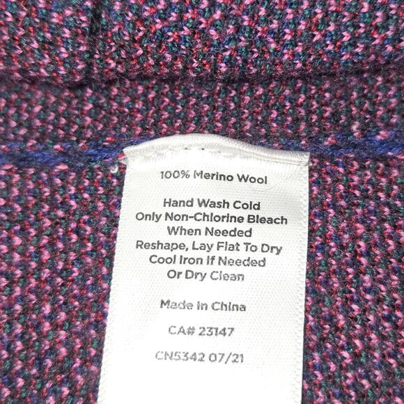 Talbots Pure Merino Wool Sweater Coat Jacket Small Plaid Knit Open Front Topper - Picture 9 of 9